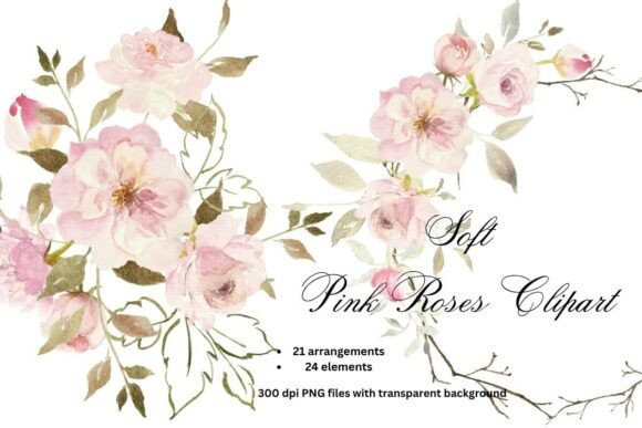 Download Soft Pink Roses Watercolor Clipart PNG - Art Collection