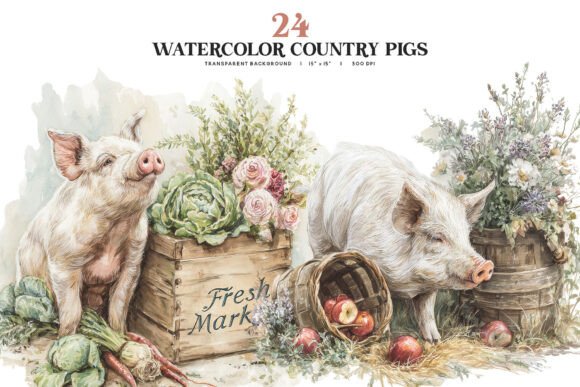 Download Watercolor Country Pig Clipart - Art Collection