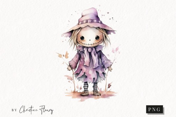 Download Watercolor Purple Scarecrow Clipart - Art Collection