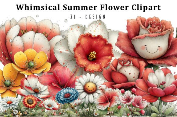 Download Whimsical Summer Flower Clipart - Summer Collection