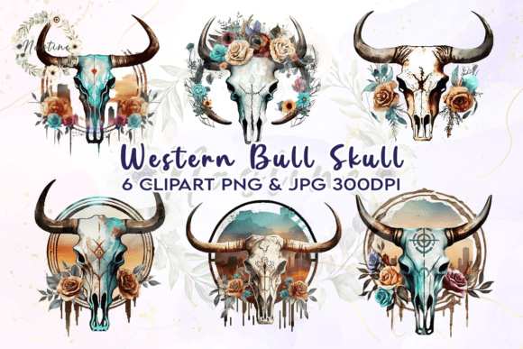 Download Bull Skull Western Watercolor Clipart - Art Collection