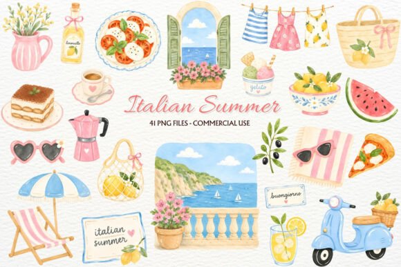 Download Italian Summer Clipart Coastal PNG Italy - Summer Collection