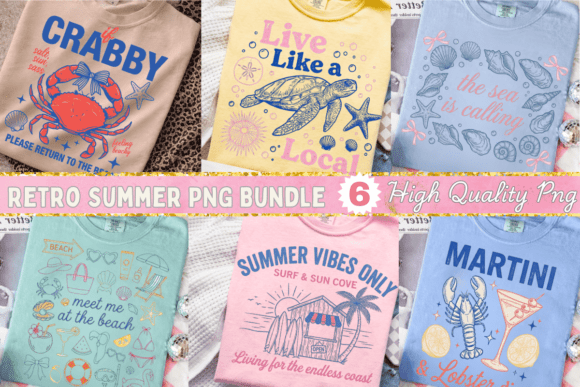 Download Retro Summer Coastal PNG Bundle - Summer Collection