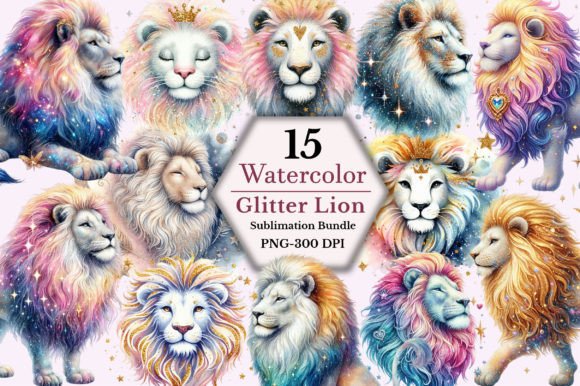 Download Glitter Lion Clipart Bundle - Art Collection