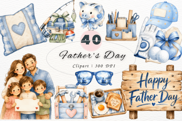 Download Father’s Day Watercolor Clipart PNG - Art Collection