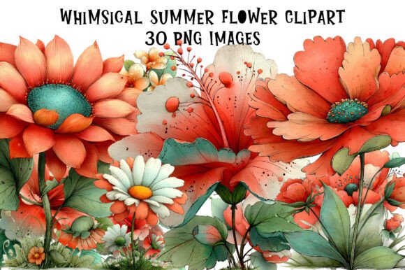 Download Whimsical Summer Flower Clipart - Summer Collection