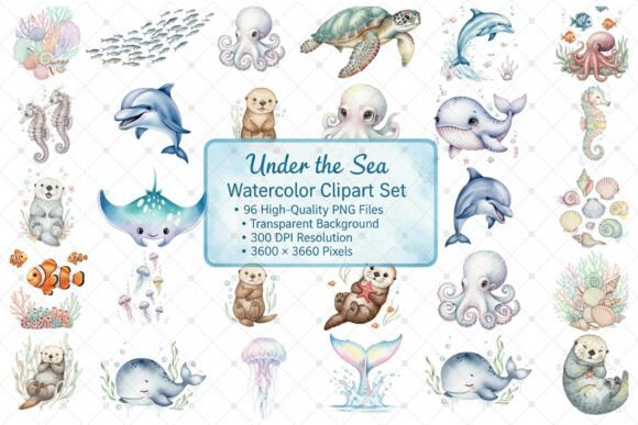 Download Under the Sea Watercolor ClipArt Set - Art Collection