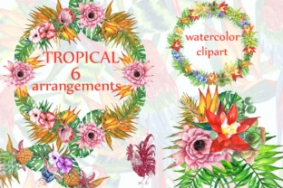 Download Tropic Watercolor Clipart TROPICAL FLOWERS Tropical Wreaths Flower Bouquets Summer Clipart - Summer Collection