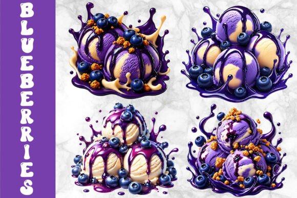 Download Blueberry Ice Cream Scoop Art - Art Collection