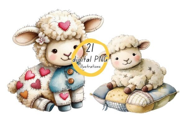 Download Cute Sheep Clipart Set of 21 PNG - Art Collection