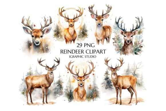 Download Watercolor Reindeer Clipart - Art Collection