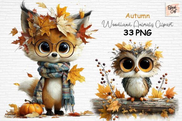 Download Autumn Woodland Animals Clipart Set PNG - Art Collection