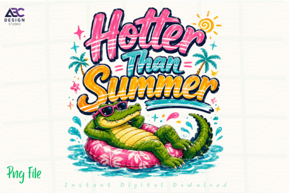 Download Hotter Than Summer Retro Alligator PNG - Summer Collection