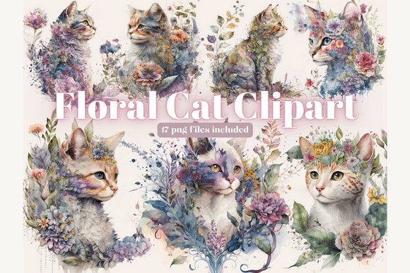 Download Floral Cat Clipart, Fairytale Cat Png - Art Collection