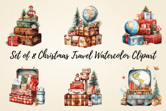 Download Christmas Travel Watercolor Clipart - Art Collection