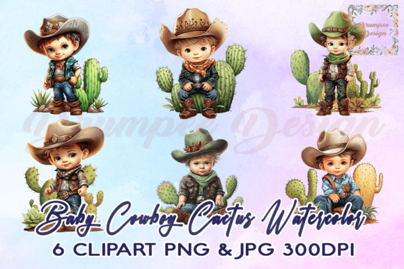 Download Baby Cowboy Cactus Watercolor Clipart - Art Collection