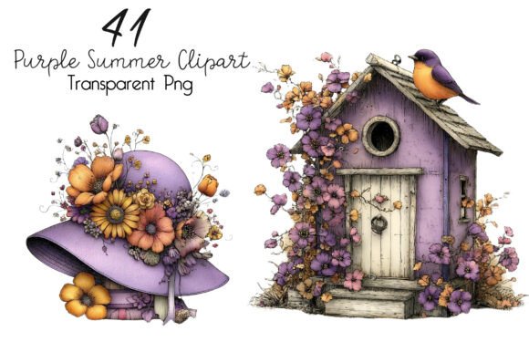 Download Whimsical Purple Summer Clipart - Summer Collection