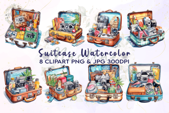 Download Suitcase Watercolor Clipart - Art Collection