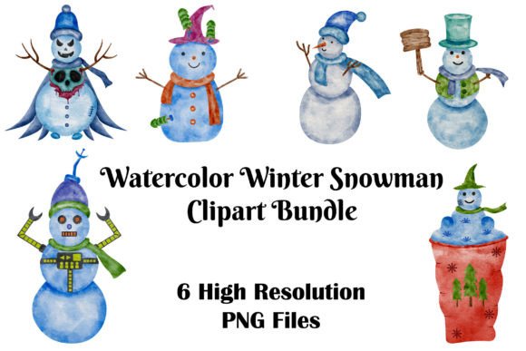 Download Watercolor Winter Snowman Clipart Bundle - Art Collection