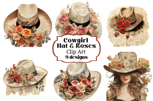 Download Cowgirl Hats Roses Book Page Clip Art - Art Collection