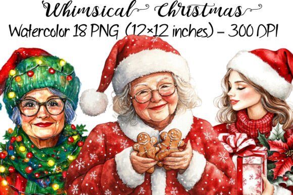 Download Whimsical Christmas Watercolor Clipart - Art Collection