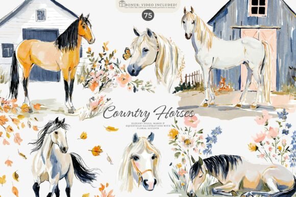 Download Horse Clipart, Country Horses Set - Art Collection