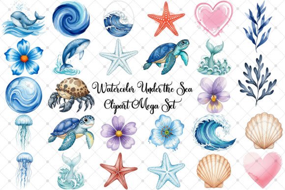Download Watercolor Under the Sea Clipart Set - Art Collection