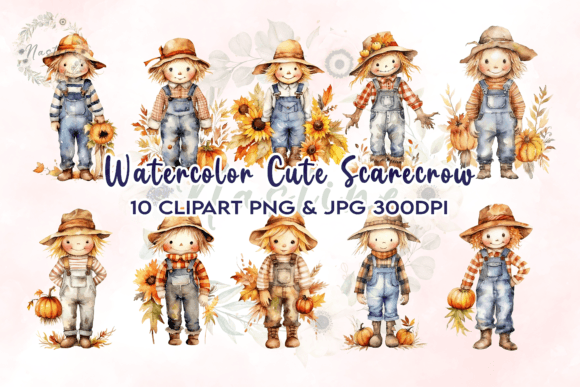 Download Watercolor Cute Scarecrow Clipart - Art Collection