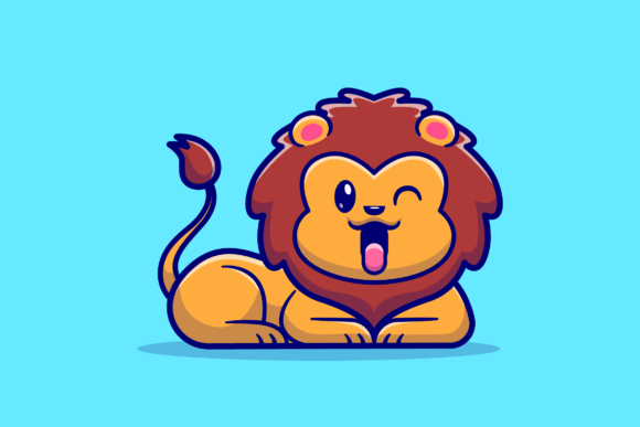 Download Cute Lion Smiling Cartoon Illustration - Art Collection