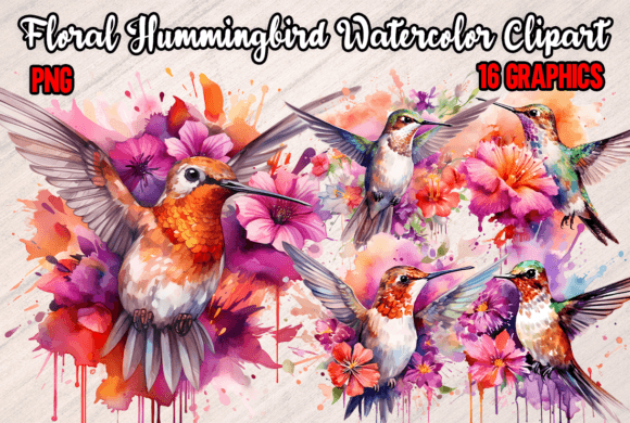 Download Floral Hummingbird Watercolor Clipart - Art Collection