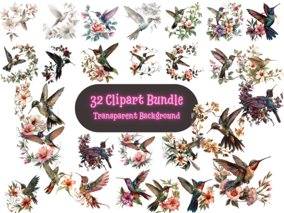 Download Floral Hummingbird Clipart Bundle - Art Collection