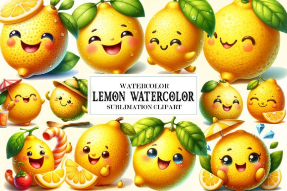 Download Happy Lemon Watercolor 18 Cliparts - Art Collection