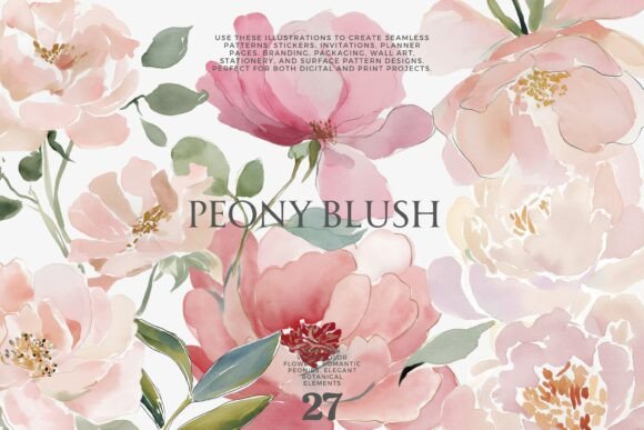 Download Peony Watercolor Clipart Set - Art Collection