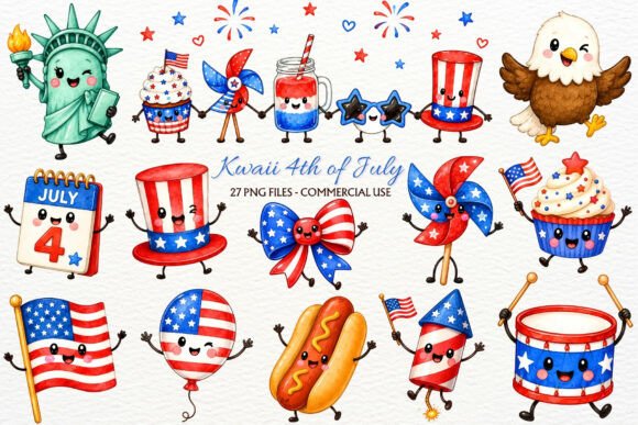 Download Kawaii 4th of July Nursery Clipart PNG - Art Collection
