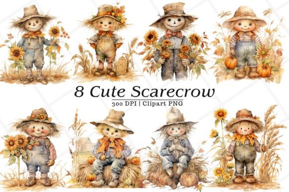 Download Cute Scarecrow Watercolor Clipart - Art Collection