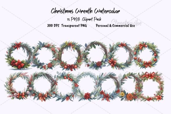 Download Christmas Wreath Watercolor Clipart PNG - Art Collection