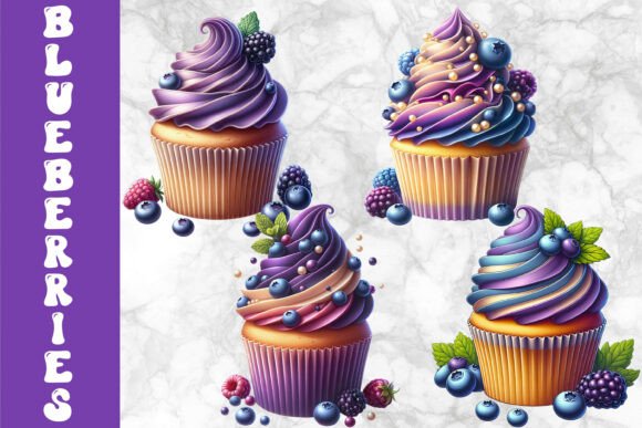 Download Blueberry Cupcakes Dessert Art - Art Collection