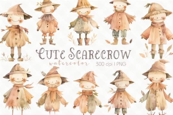 Download Cute Scarecrow Watercolor Clipart - Art Collection