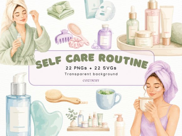 Download Self Care Routine Watercolor Clipart PNG - Art Collection