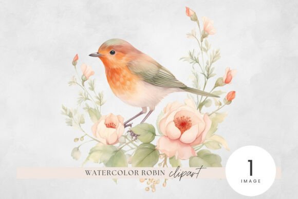 Download Robin Watercolor Clipart PNG, Floral - Art Collection