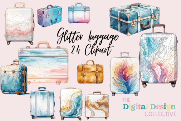 Download Vacation Luggage Watercolor Clipart - Art Collection