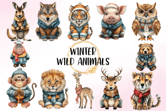 Download Watercolor Cute Winter Animals Clipart - Art Collection