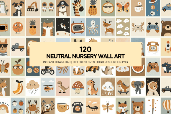 Download Neutral Kids Wall Art Nursery Printable - Art Collection