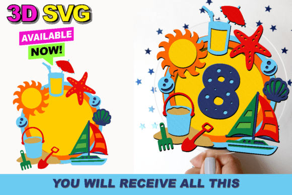 Download Beach Party Cake Topper 3D SVG - Art Collection