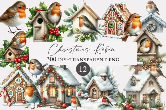 Download Christmas Robin Watercolor Clipart - Art Collection