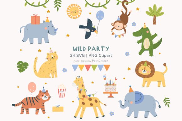 Download Wild Animal Birthday Party Clipart - Art Collection