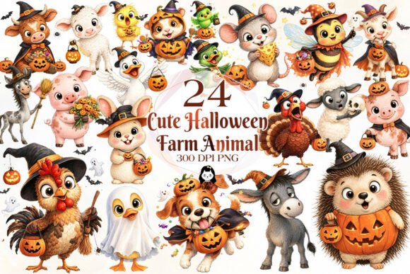 Download Cute Halloween Farm Animal Clipart - Art Collection