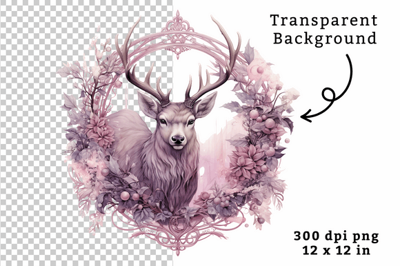 Download Purple Watercolor Reindeer Clipart PNG - Art Collection