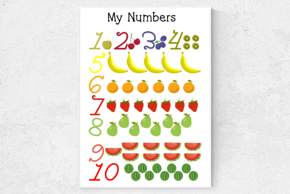 Download Nursery Wall Art, Number Prints, Fruits - Art Collection