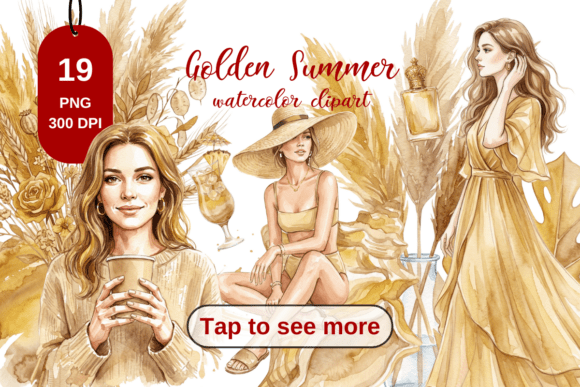 Download Golden Summer Watercolor Clipart, PNG - Summer Collection